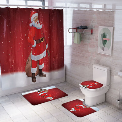 

Tailored 4PCS Non Slip Toilet Polyester Cover Mat Set Bathroom Shower Curtain