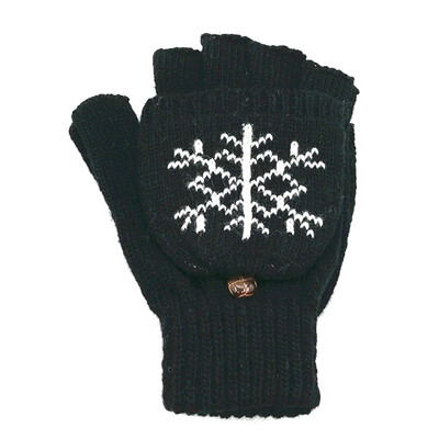 

Winter Braided Knitted Half Finger Flip Fingerless Convertible Mittens Gloves