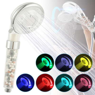 

LED SPA Shower Head Pressurized Water Saving Temperature Control 7 Color Changing Shower Head Handheld Filter Bathroom Shower