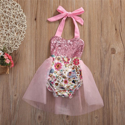 

Newborn Baby Girl Clothes Sequins Bodysuit Romper Backless Sunsuit Outfits 0-24M