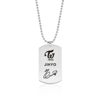 

KPOP TWICE Stainless Steel Tag Signature Lettering Pendant Necklace Boys Girls Couple Necklace Hot Gifts for Fans
