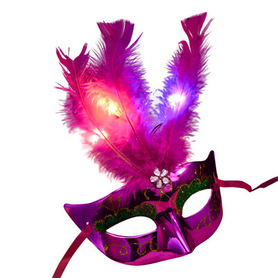 

Siaonvr Women Venetian LED Mask Masquerade Fancy Dress Party Princess Feather Masks