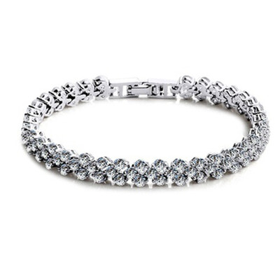 

Fashion Roman Style Woman 925 Sterling Silver Crystal Diamond Bracelets Gifts