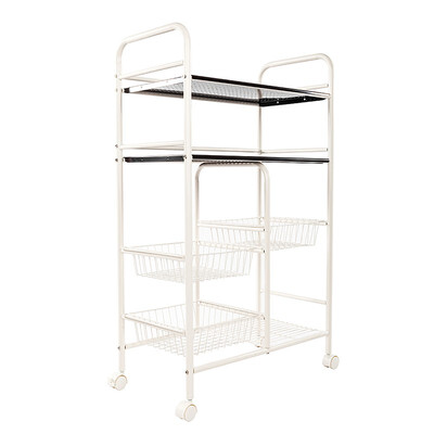 

Rolling Kitchen Trolley Cart Island Wire Rack Basket Shelf Stand Storage US