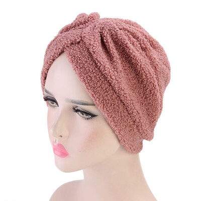 

Tailored Women Warm Fluffy Winter Solid Hat Turban Brim Hat Cap Pile Cap