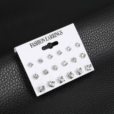 

12 Pairs Set Imitation Pearl Stud Earrings Set For Women Black White Color Fashion Ear Jewelry Gift For Girlfriend Brincos