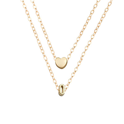

26 Letters Fashion Tiny Dainty Heart Initial Double Layer Initial Letter Necklace Personalized Necklace Name Jewelry Friend Gift
