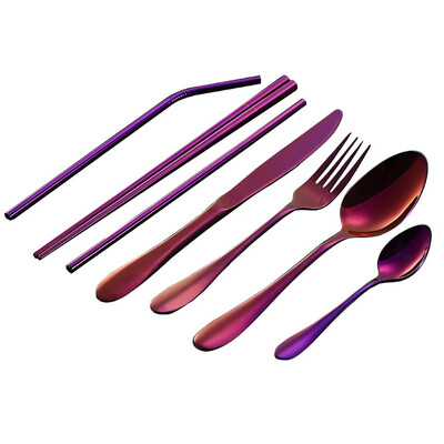 

Toponeto 7PCS Set Stainless Steel Upscale Dinnerware Flatware Cutlery Fork Spoon BK