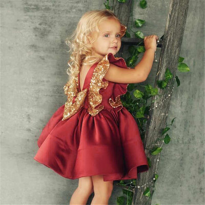 

Toddler Kids Baby Girls Sequins Bowknot Princess Wedding Party Pageant Dresses
