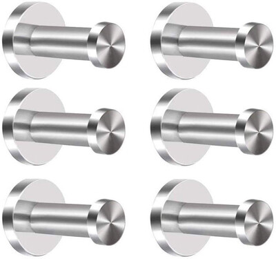 

〖Follure〗6Pcs Wall Hook Stainless Steel Hooks Door Coat Hook Bathrobe Towel Hooks Patere