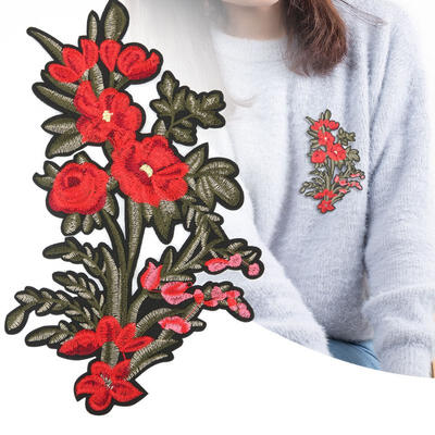 

Greensen Red Rose Clothing Embroidered Patch DIY Decoration Iron Sew Sticker Applique Craft Accessories