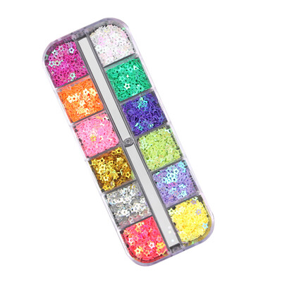 

Toponeto 12 Pcs Colors Nail Art Tips Stickers 3D Glitter Sequins Manicure DIY