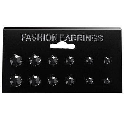 

Fashion 6 12 Pair set Punk Zircon Crystal Stud Earrings Set For Women Round Flower Gothic Design Brincos Jewelry