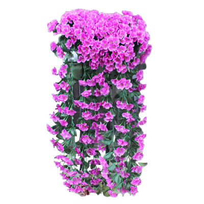 

Gobestart Hanging Flowers Artificial Violet Flower Wall Wisteria Basket Hanging Garland Vine Flowers Fake Silk Orchid