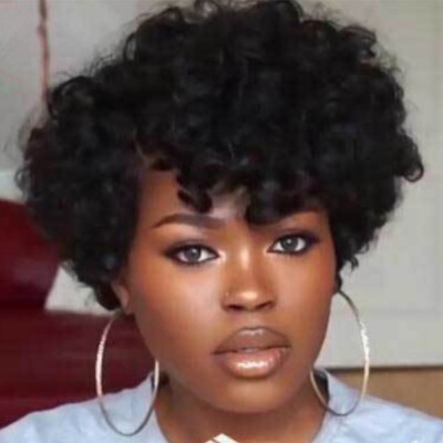 

Tailored Womens Curly Wave Hair Wigs Wavy Short Wig  Lace Wig Black