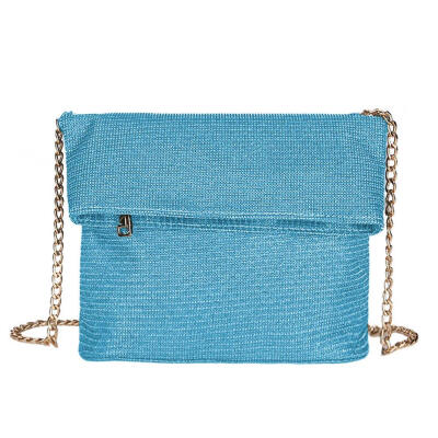 

Women Glitter Fold Metal Shoulder Bags Evening Flap Chain Messenger Clutch