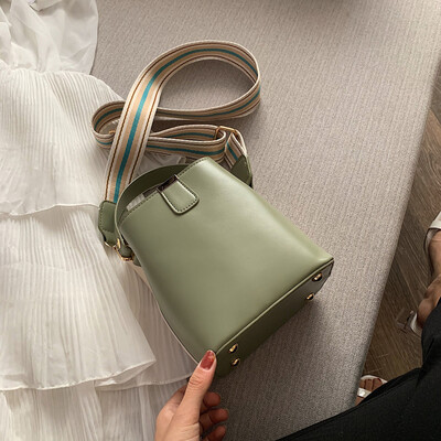 

Tailored Fashion Women Double Color Patchwork leather Crossbody Bag Handle Bucket Bags