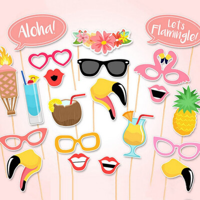 

FUNNYBUNNY 21pcs Couples Hawaiian Photo Booth Props Kits Beach Pool parties Holiday Wedding Birthdays Graduation Party