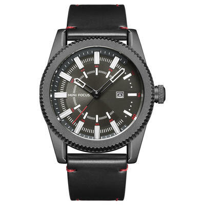 

MINI FOCUS MF0168G Simple Waterproof Luminous Quartz Wristwatch Mens Watch With Leather Strap Calendar Function