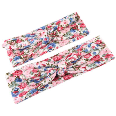 

Mom Baby Rabbit Ears Hair Hoop Stretch Knot Bow Bohemia Cotton Headbands