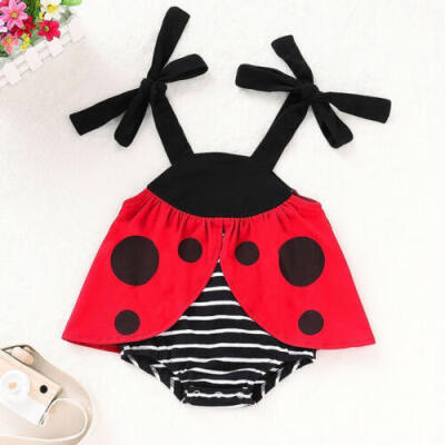 

US Newborn Baby Boy Girl Ladybird Clothes Strap Romper Jumpsuit Bodysuit Outfit