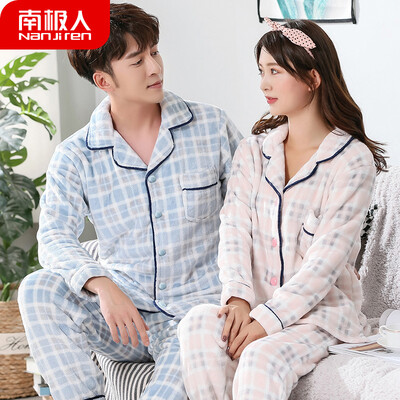 

Antarctic pajamas men winter flannel lovers pajamas women winter warm coral velvet thickening autumn mens home service winter suit NAS5X21022-23 female bean sand square