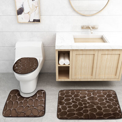 

Toponeto Three Sets of Toilet Floor Cushion 3 sets of 3D Cobblestone Cushion