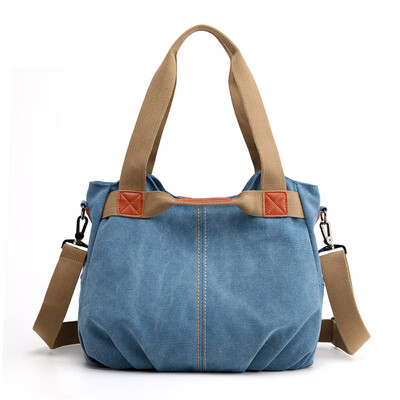 

Womens bag womans canvas handbag large canvas one-shoulder bag retro Korean version large capacity