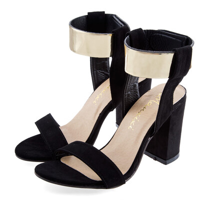 

Sexy Golden Band Design Magic Tape Thick High Heel Women Gladiator Sandals