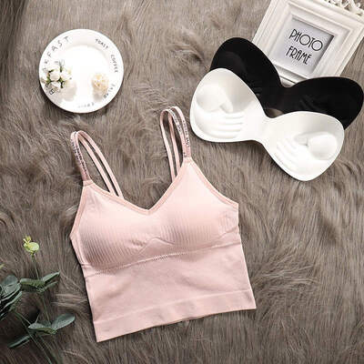 

Summer New Letter Sling Beauty Back Sexy Bottoming Seamless Vest Removable Padded Camisole