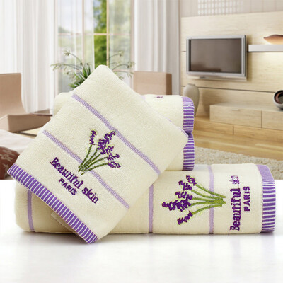 

Gobestart Cotton Embroidery Lavender Aromatherapy Soft Bath Hand Face Towel Sheet Set