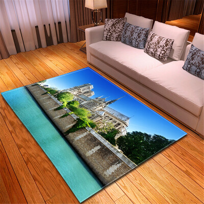 

Toponeto Creative Notre Dame Photo Commemorative Day Comfortable Carpet Home Decor