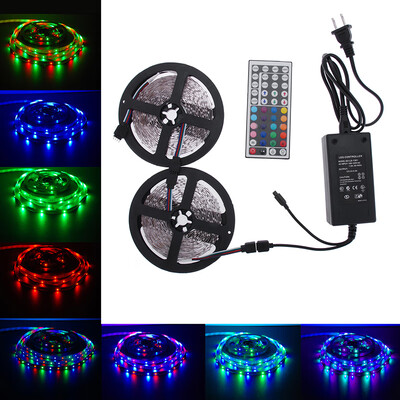 

〖Follure〗10M 3528 RGB 600leds SMD LED Light Strip Kit44 key IR12V 5A Power Supply