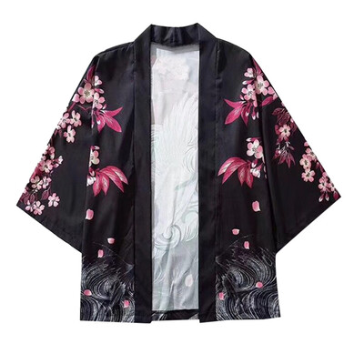 

Toponeto Fashion Mens Cardigan National Print Loose Jacket Yukata Coat Baggy Tops Summer