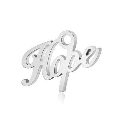 

304 Stainless Steel Charms Word Hope Stainless Steel Color 9x14x1mm Hole 15mm