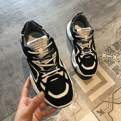 

Fathers Shoes Womens Ins Tide Handsome Fashion Thick Bottom Coloured&Breathable Students Sports Shoes in Autumn