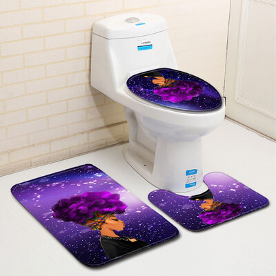 

Siaonvr African Women With Purple Hair Skidproof Toilet Seat Cover Bath Mat Lid Cover C