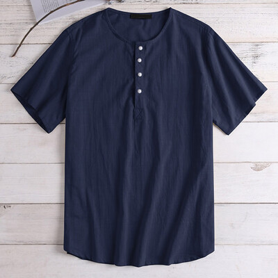 

Toponeto Mens Summer New Style Fashion Pure Cotton And Hemp Short Sleeve Comfortable Top