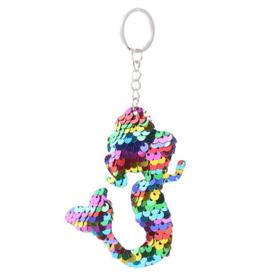 

Fish Tail Key Chain Glitter Sequins Colorful Women Bag Key Pendant Jewelry