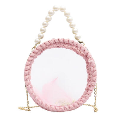 

Fashion Pearls Shoulder Handbags PVC Women Transparent Chain Crossbody Bags