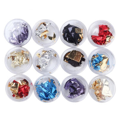 

Greensen 12 Grids Nail Art Colorful Foil Paper Sticker DIY Manicure Nail Decoration Glitter Sequins