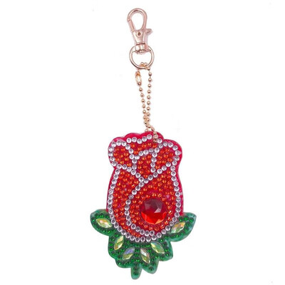 

4pcs DIY Flowers Full Drill Special Shaped Diamond Painting Keychains Gifts