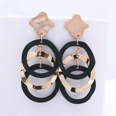 

EK439 Korean Style Gold Color Multi-layer Round Big Circle Earrings for Women Fashion Hyperbole Retro Simple Wild Party Earrings