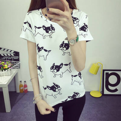 

Summer T-shirts Women Cute Dog Printed Tee Shirt Camisas Femininas Poleras De Mujer Femme Tshirt Tops