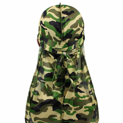 

Long Tail Satin Print Turban Hijab Cap Hair Accessories Cancer Chemo Hat For Men Women