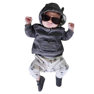 

Newborn Infant Baby Boy Girl Print Hoodie TopsPants 2Pcs Outfit Clothes Set