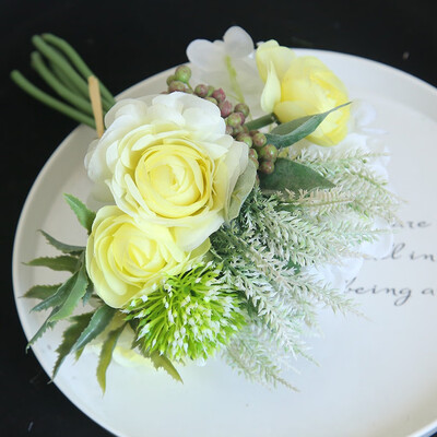 

Gobestart Artificial Rose Flower Peony Flower Leaves Bridal Bouquet Wedding Home Decor