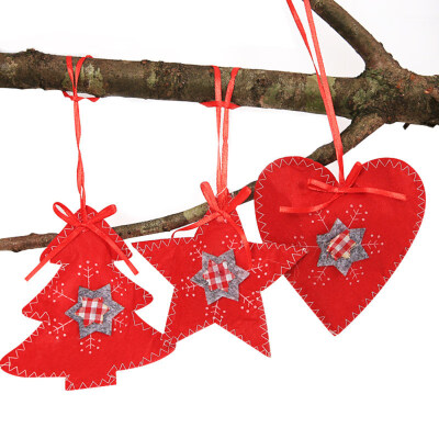 

3Pcs Christmas Tree Hanging Pendants Star Love Heart Ornament Party Window Decor