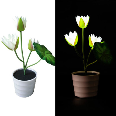 

〖Follure〗Solar Lotus Flower Lights 2 LED Artificial Lily Pot Flower Bonsai LED Lamp