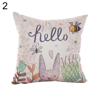 

Lovely Rabbit Linen Throw Pillow Case Sofa Bed Cushion Cover Easter Home Decor